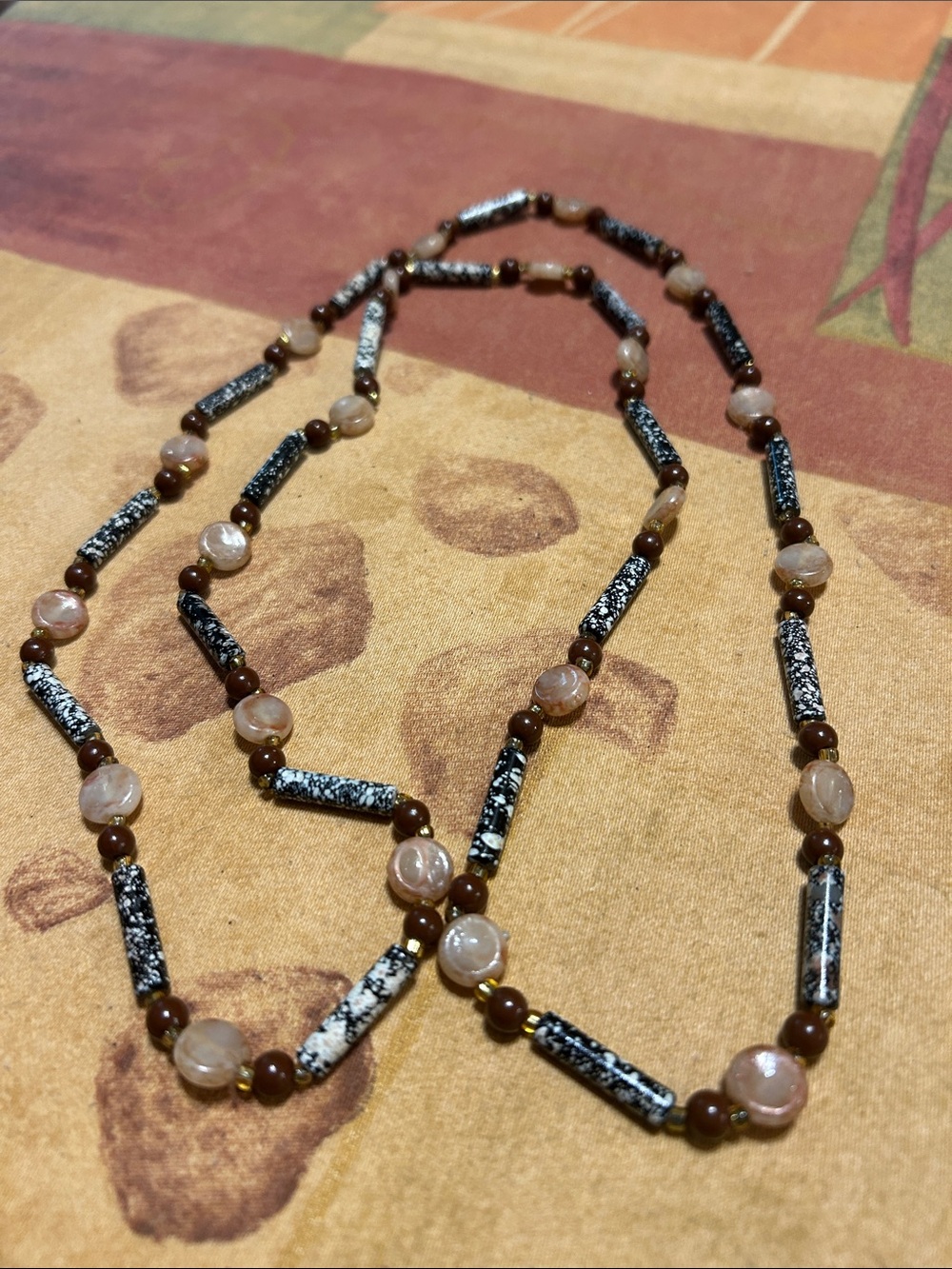 Handmade Brown and Black Beaded Necklace
